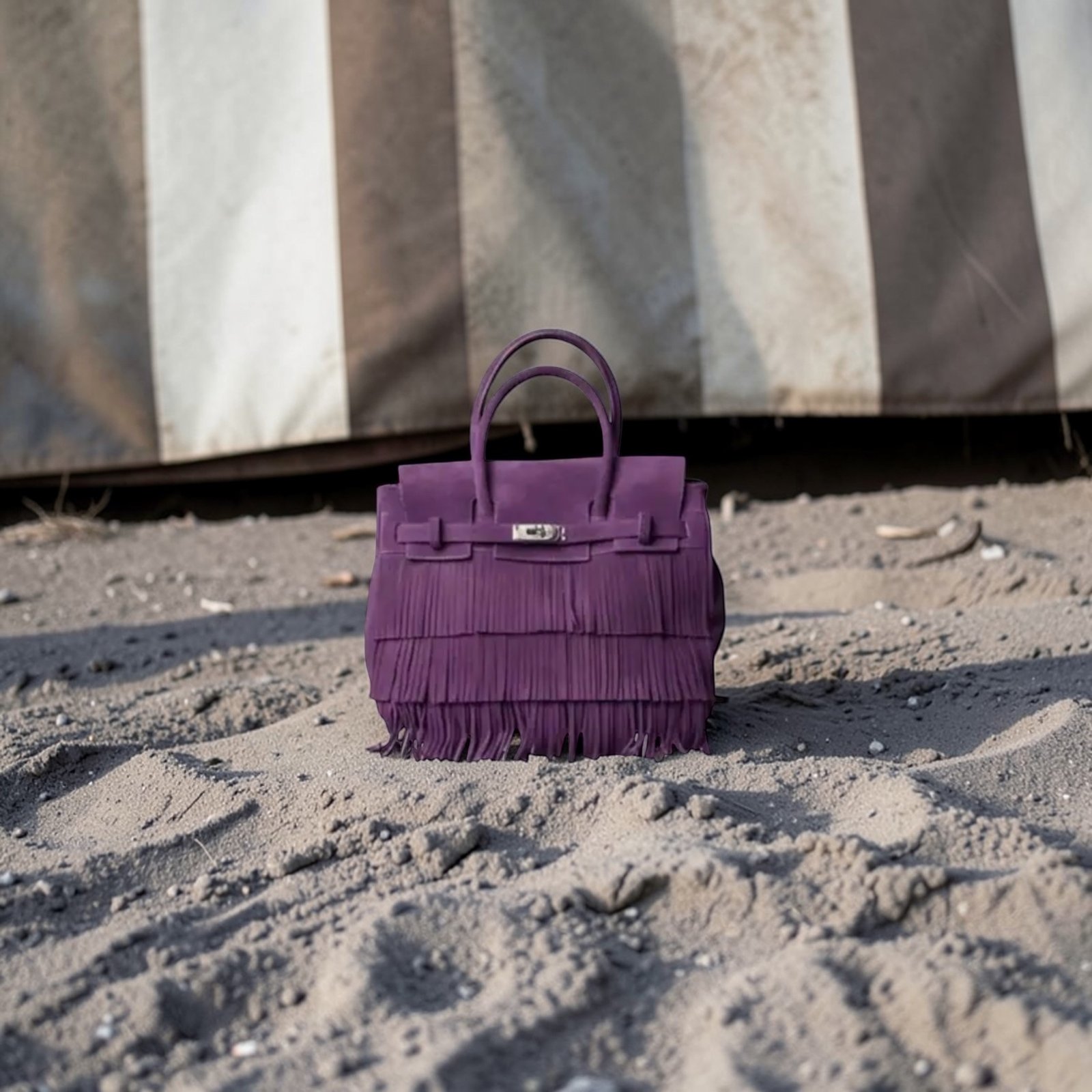 Orchid Fringe Tote - Ground View
