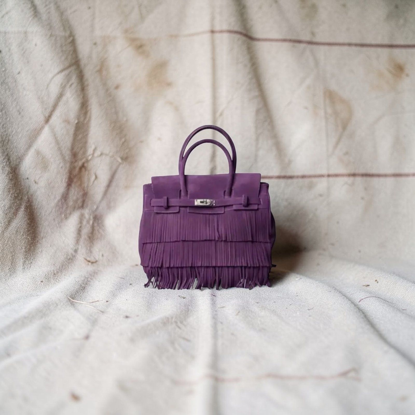 Orchid Fringe Tote - On Fabric